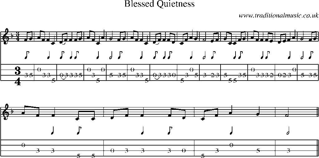 Mandolin Tab and Sheet Music for Blessed Quietness