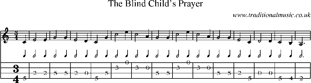Mandolin Tab and Sheet Music for The Blind Child's Prayer