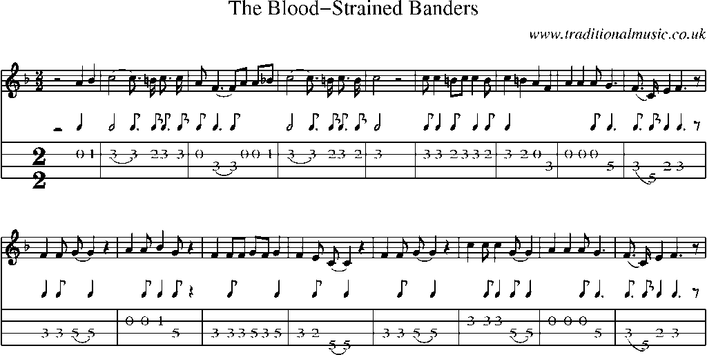 Mandolin Tab and Sheet Music for The Blood-strained Banders
