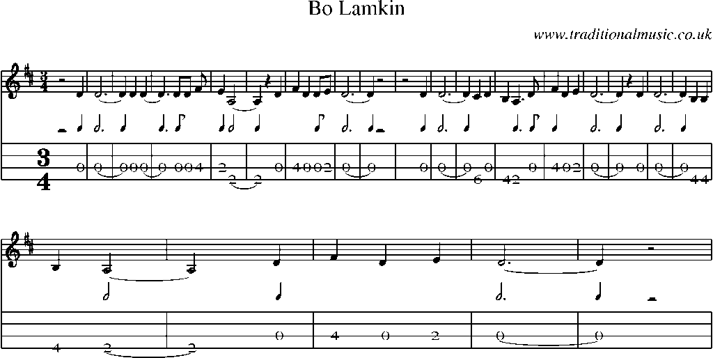 Mandolin Tab and Sheet Music for Bo Lamkin