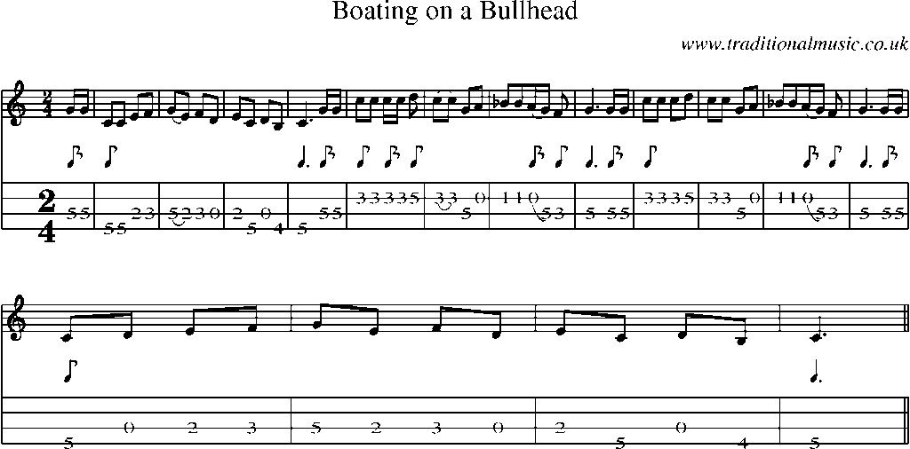 Mandolin Tab and Sheet Music for Boating On A Bullhead