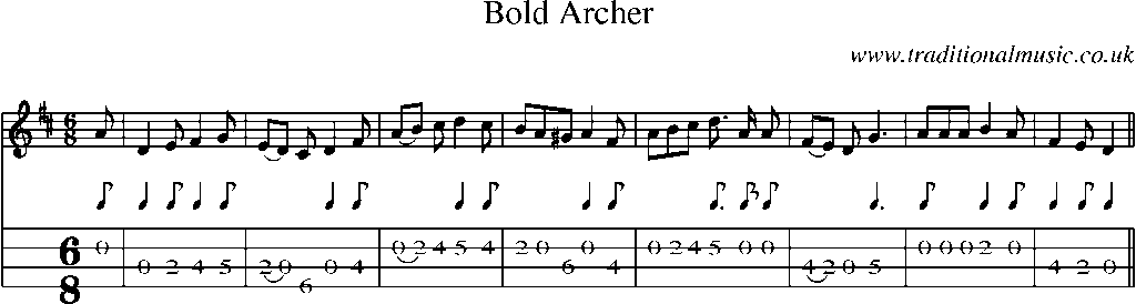 Mandolin Tab and Sheet Music for Bold Archer