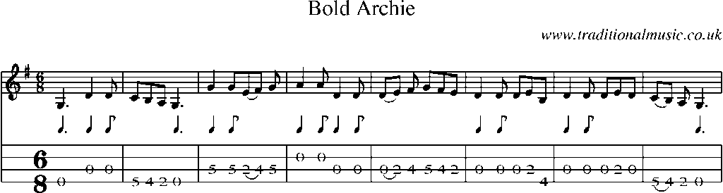 Mandolin Tab and Sheet Music for Bold Archie