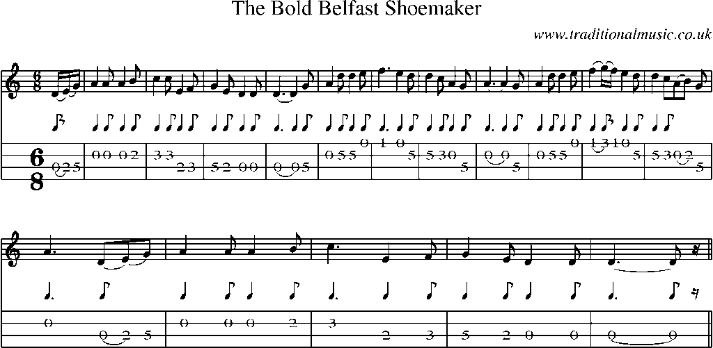 Mandolin Tab and Sheet Music for The Bold Belfast Shoemaker