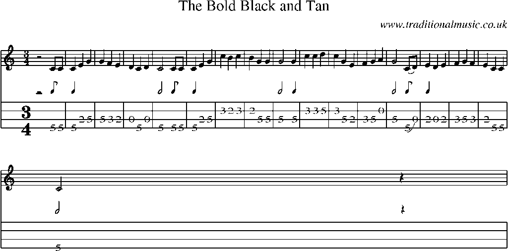 Mandolin Tab and Sheet Music for The Bold Black And Tan