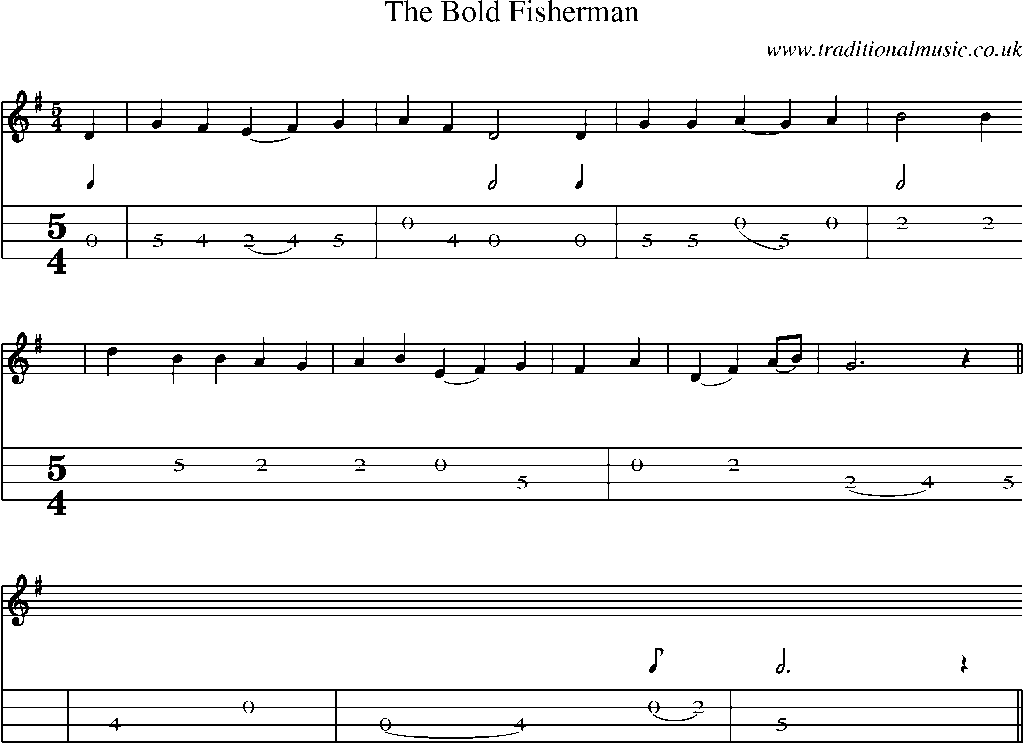 Mandolin Tab and Sheet Music for The Bold Fisherman(1)