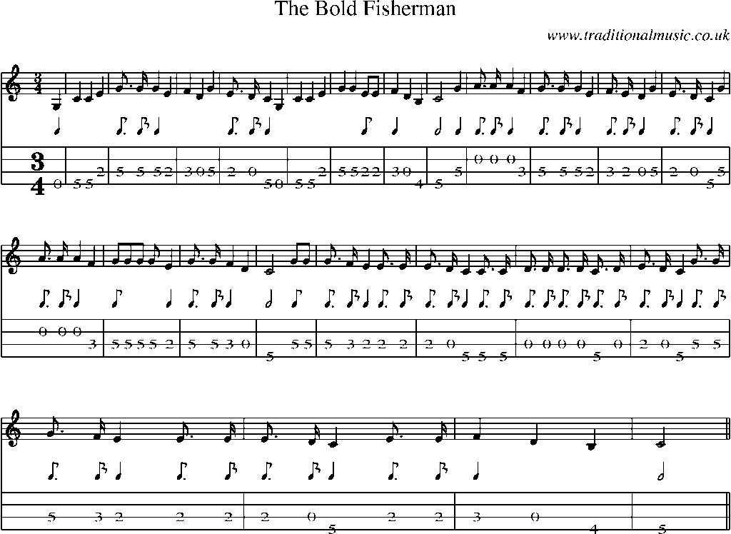 Mandolin Tab and Sheet Music for The Bold Fisherman