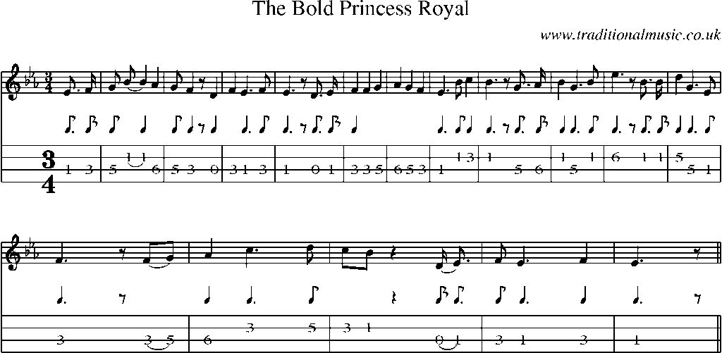 Mandolin Tab and Sheet Music for The Bold Princess Royal