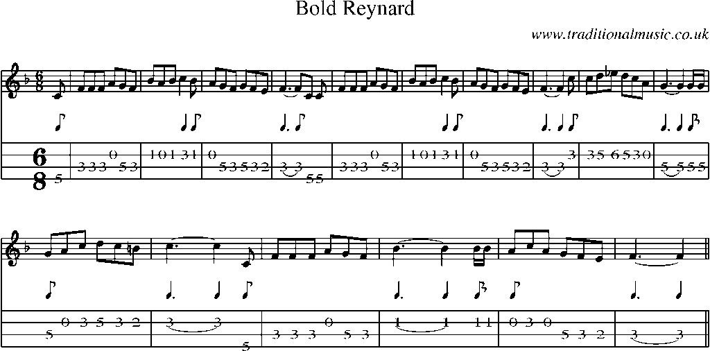 Mandolin Tab and Sheet Music for Bold Reynard