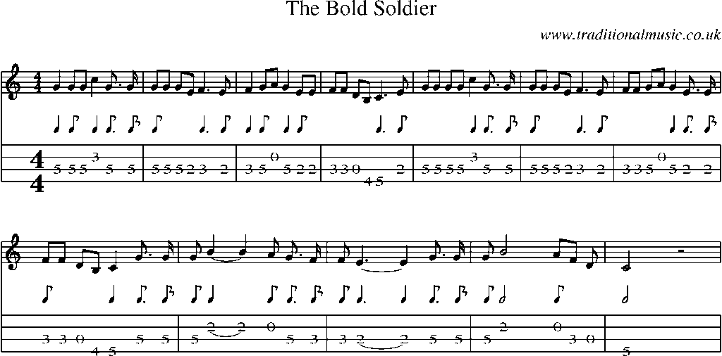 Mandolin Tab and Sheet Music for The Bold Soldier