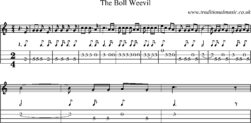 Mandolin Tab and Sheet Music for The Boll Weevil(1)