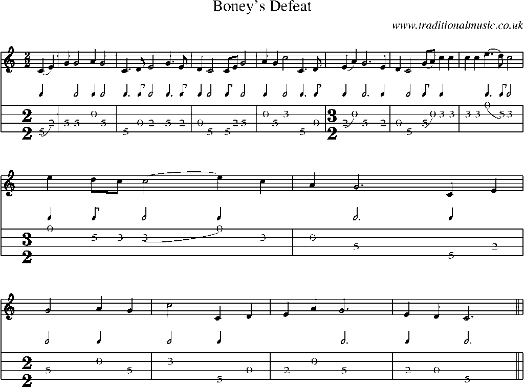 Mandolin Tab and Sheet Music for Boney's Defeat