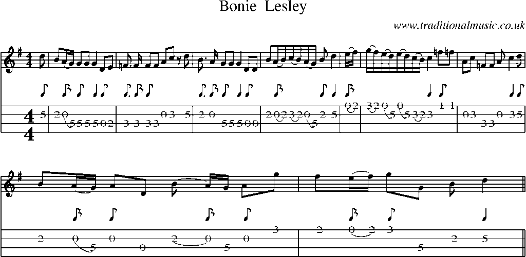 Mandolin Tab and Sheet Music for Bonie  Lesley