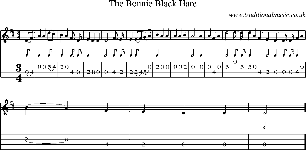 Mandolin Tab and Sheet Music for The Bonnie Black Hare