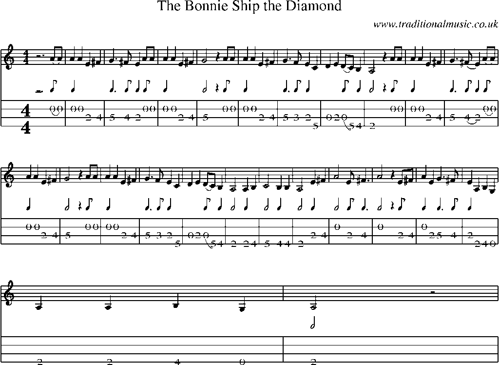 Mandolin Tab and Sheet Music for The Bonnie Ship The Diamond