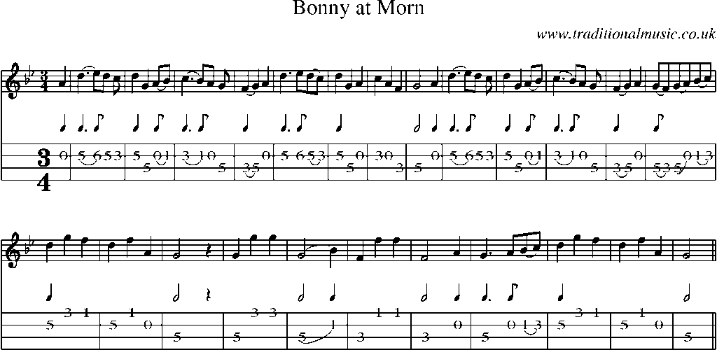 Mandolin Tab and Sheet Music for Bonny At Morn