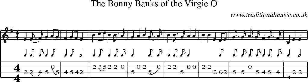 Mandolin Tab and Sheet Music for The Bonny Banks Of The Virgie O