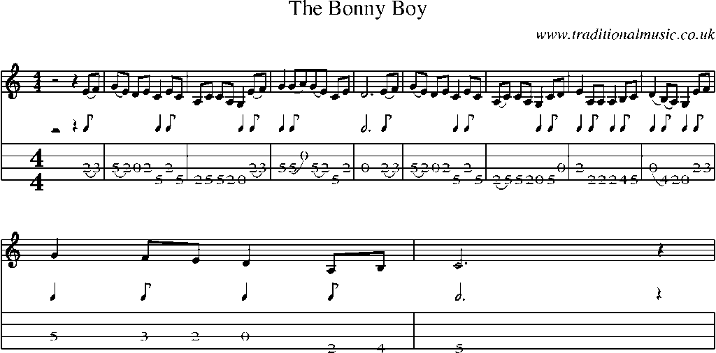 Mandolin Tab and Sheet Music for The Bonny Boy