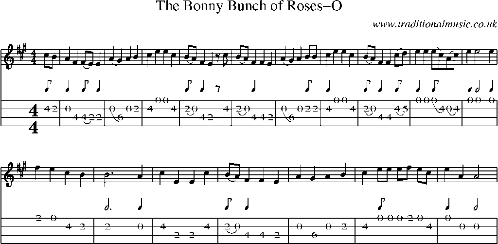 Mandolin Tab and Sheet Music for The Bonny Bunch Of Roses-o