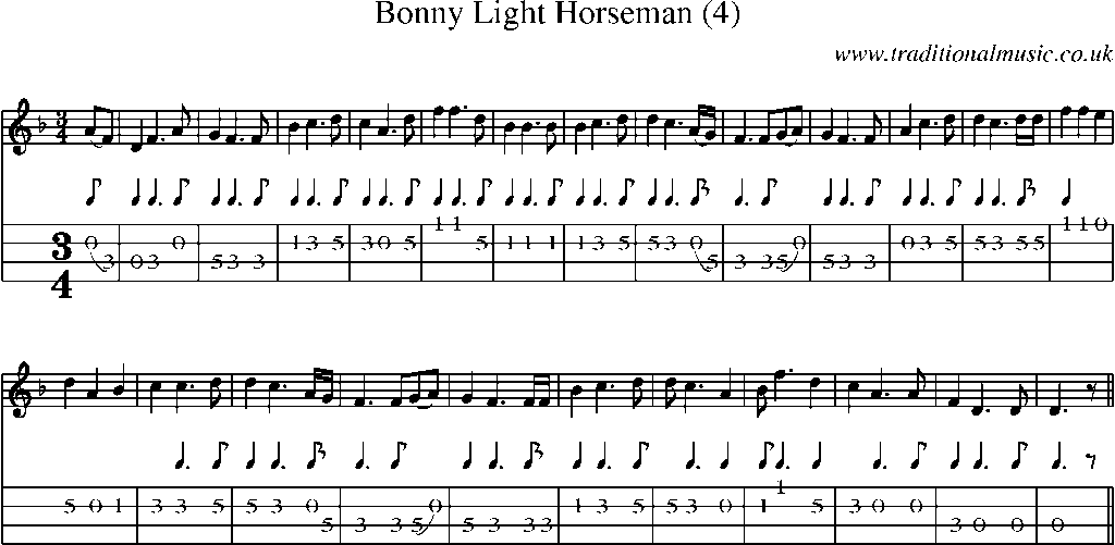 Mandolin Tab and Sheet Music for Bonny Light Horseman (4)
