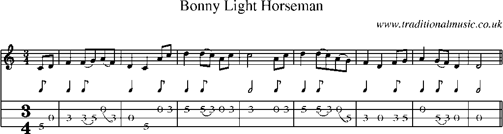 Mandolin Tab and Sheet Music for Bonny Light Horseman