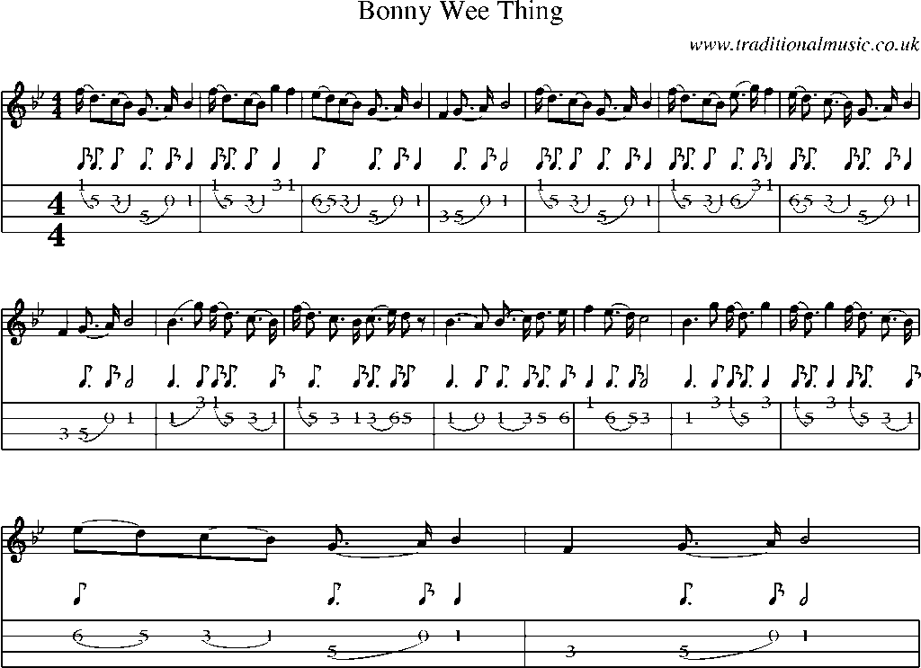 Mandolin Tab and Sheet Music for Bonny Wee Thing