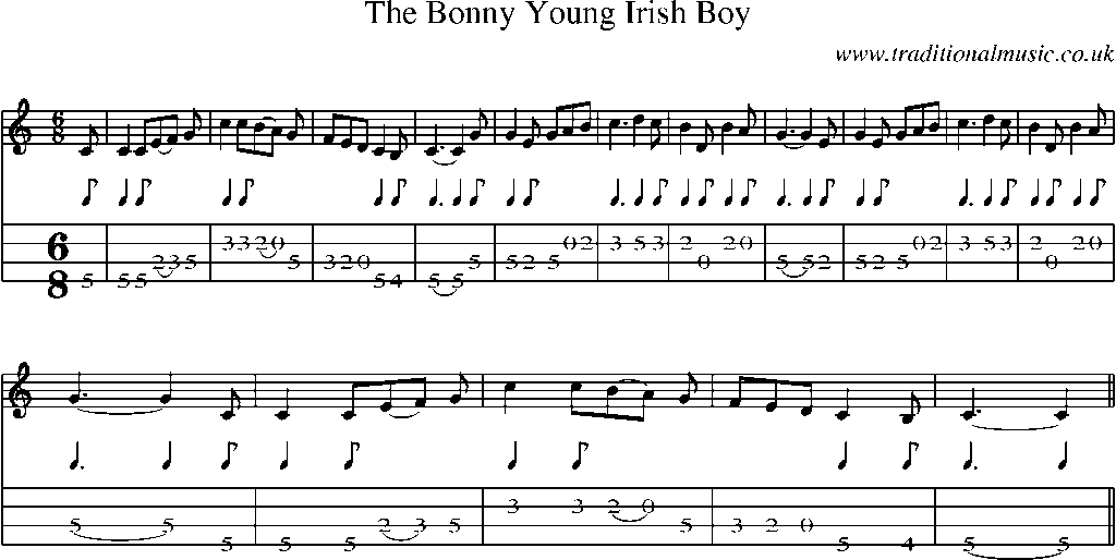 Mandolin Tab and Sheet Music for The Bonny Young Irish Boy