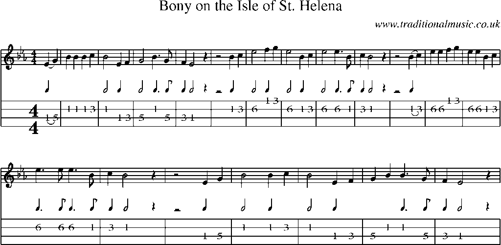 Mandolin Tab and Sheet Music for Bony On The Isle Of St. Helena