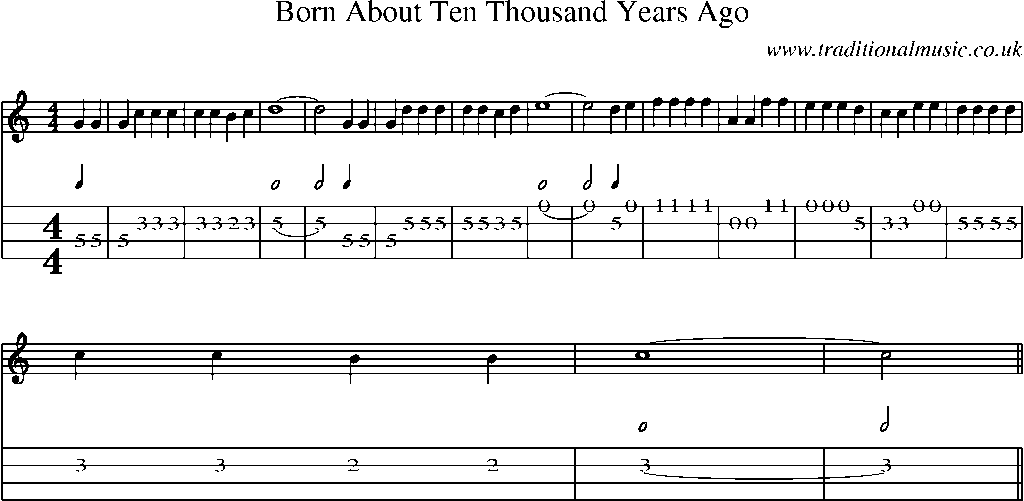 Mandolin Tab and Sheet Music for Born About Ten Thousand Years Ago