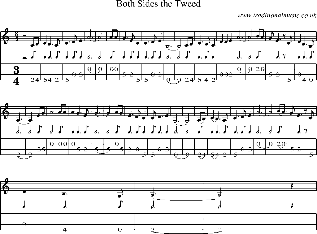 Mandolin Tab and Sheet Music for Both Sides The Tweed
