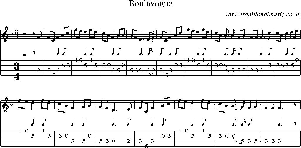 Mandolin Tab and Sheet Music for Boulavogue