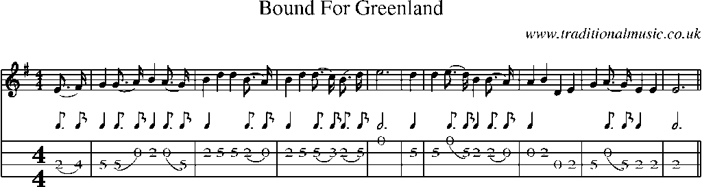 Mandolin Tab and Sheet Music for Bound For Greenland(3)