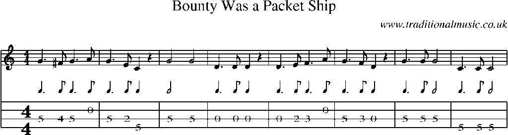 Mandolin Tab and Sheet Music for Bounty Was A Packet Ship