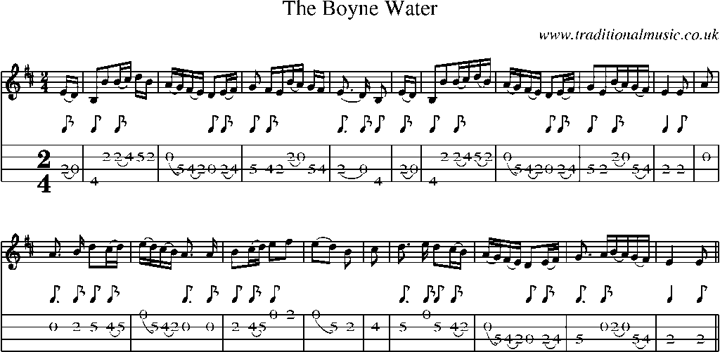 Mandolin Tab and Sheet Music for The Boyne Water