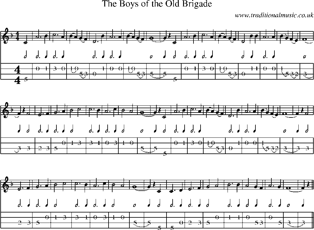 Mandolin Tab and Sheet Music for The Boys Of The Old Brigade
