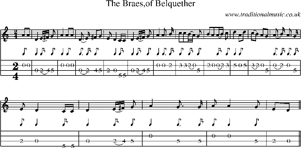 Mandolin Tab and Sheet Music for The Braes,of Belquether