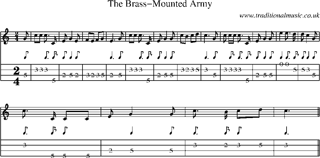 Mandolin Tab and Sheet Music for The Brass-mounted Army