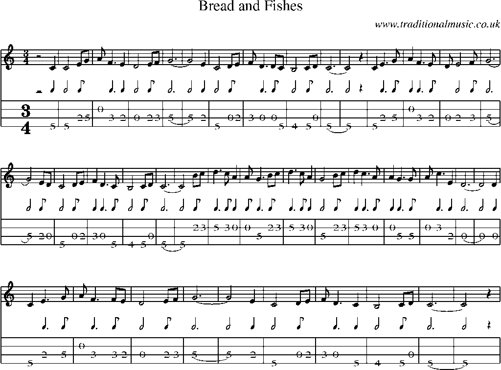 Mandolin Tab and Sheet Music for Bread And Fishes