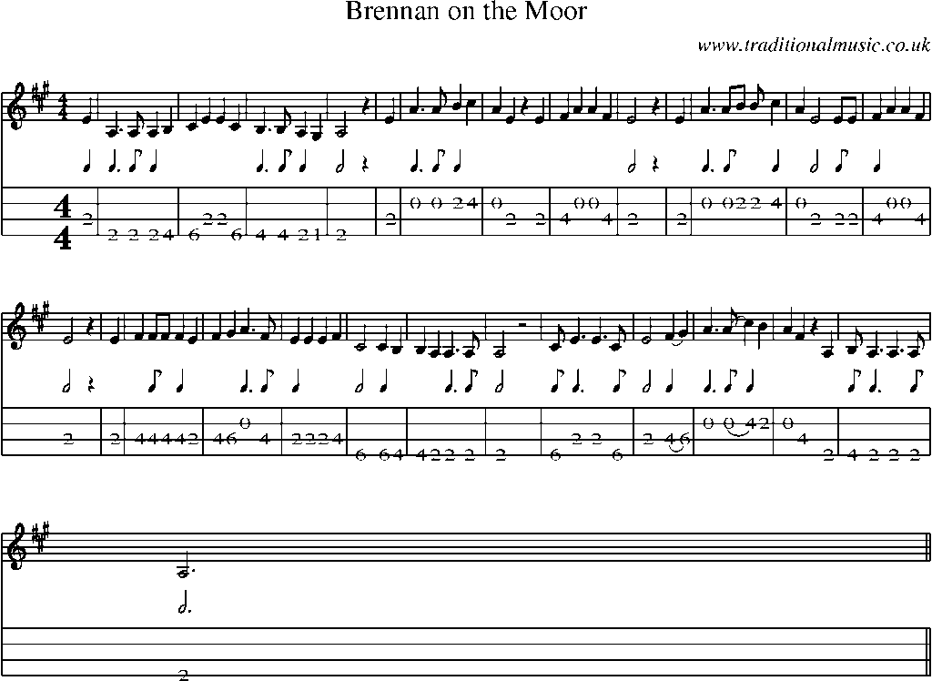 Mandolin Tab and Sheet Music for Brennan On The Moor