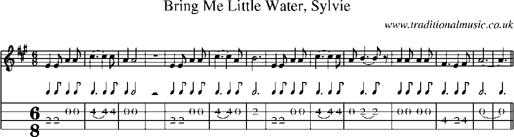 Mandolin Tab and Sheet Music for Bring Me Little Water, Sylvie(1)