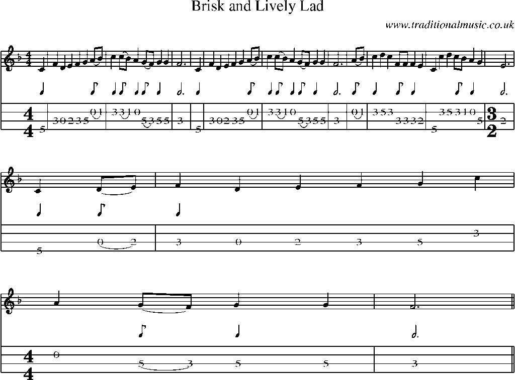 Mandolin Tab and Sheet Music for Brisk And Lively Lad