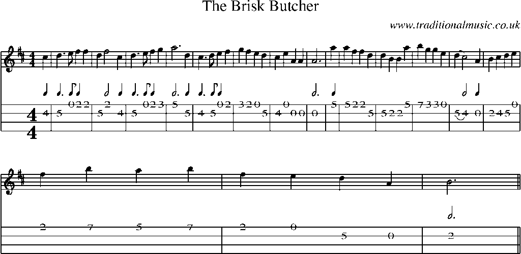 Mandolin Tab and Sheet Music for The Brisk Butcher