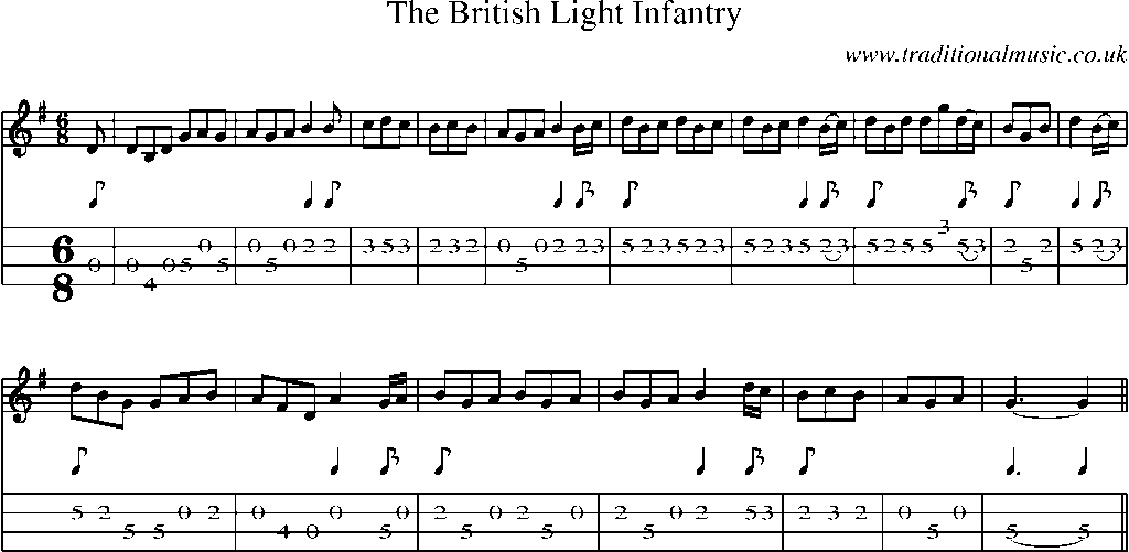 Mandolin Tab and Sheet Music for The British Light Infantry
