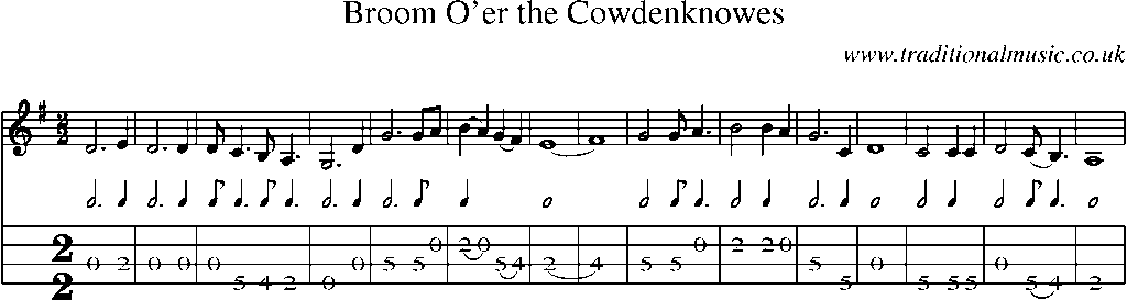 Mandolin Tab and Sheet Music for Broom O'er The Cowdenknowes