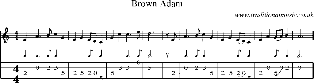 Mandolin Tab and Sheet Music for Brown Adam