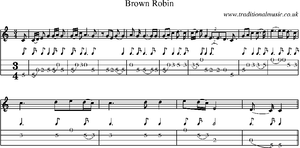 Mandolin Tab and Sheet Music for Brown Robin