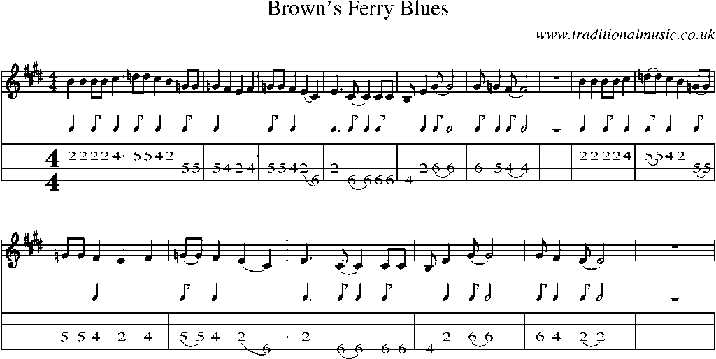 Mandolin Tab and Sheet Music for Brown's Ferry Blues