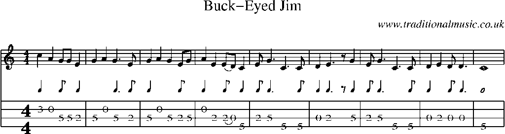 Mandolin Tab and Sheet Music for Buck-eyed Jim