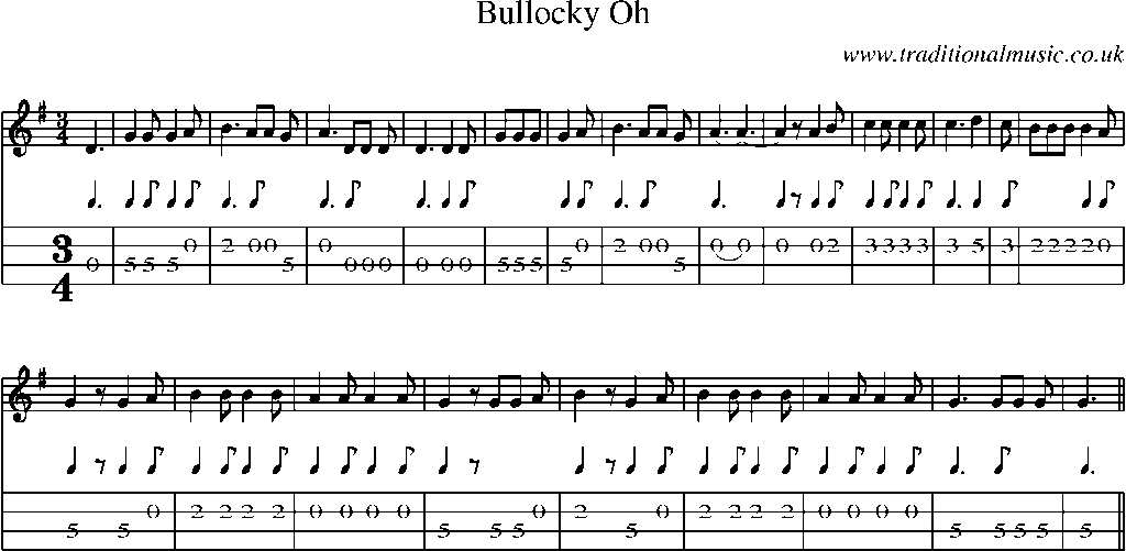 Mandolin Tab and Sheet Music for Bullocky Oh