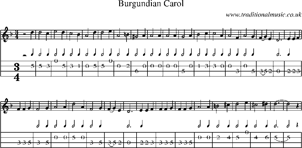 Mandolin Tab and Sheet Music for Burgundian Carol